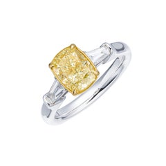 GIA Certified, 2.02ct U to V Range Natural Cushion Shape Diamond Solitaire Ring.