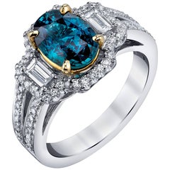 2.02 Carat GIA Certified Alexandrite Chrysoberyl and Diamond Engagement Ring 