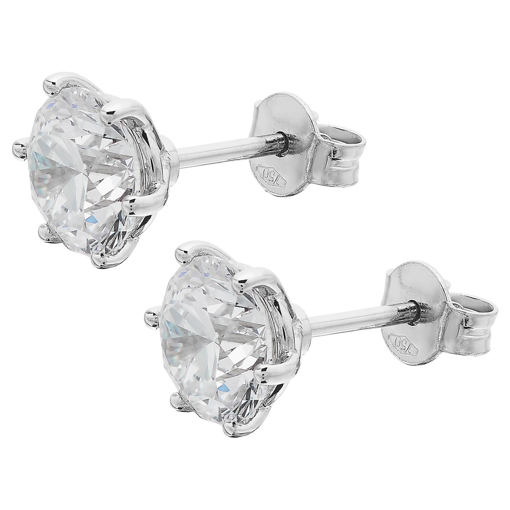 GIA Certified 2.03 & 2.01 ct F VS2 Handmade Single Stone Solitaire Stud Earrings For Sale