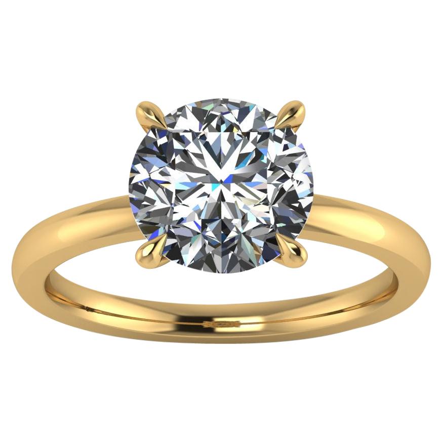 Bague solitaire en or jaune 18 carats avec diamant de 2,01 carats certifié par le GIA