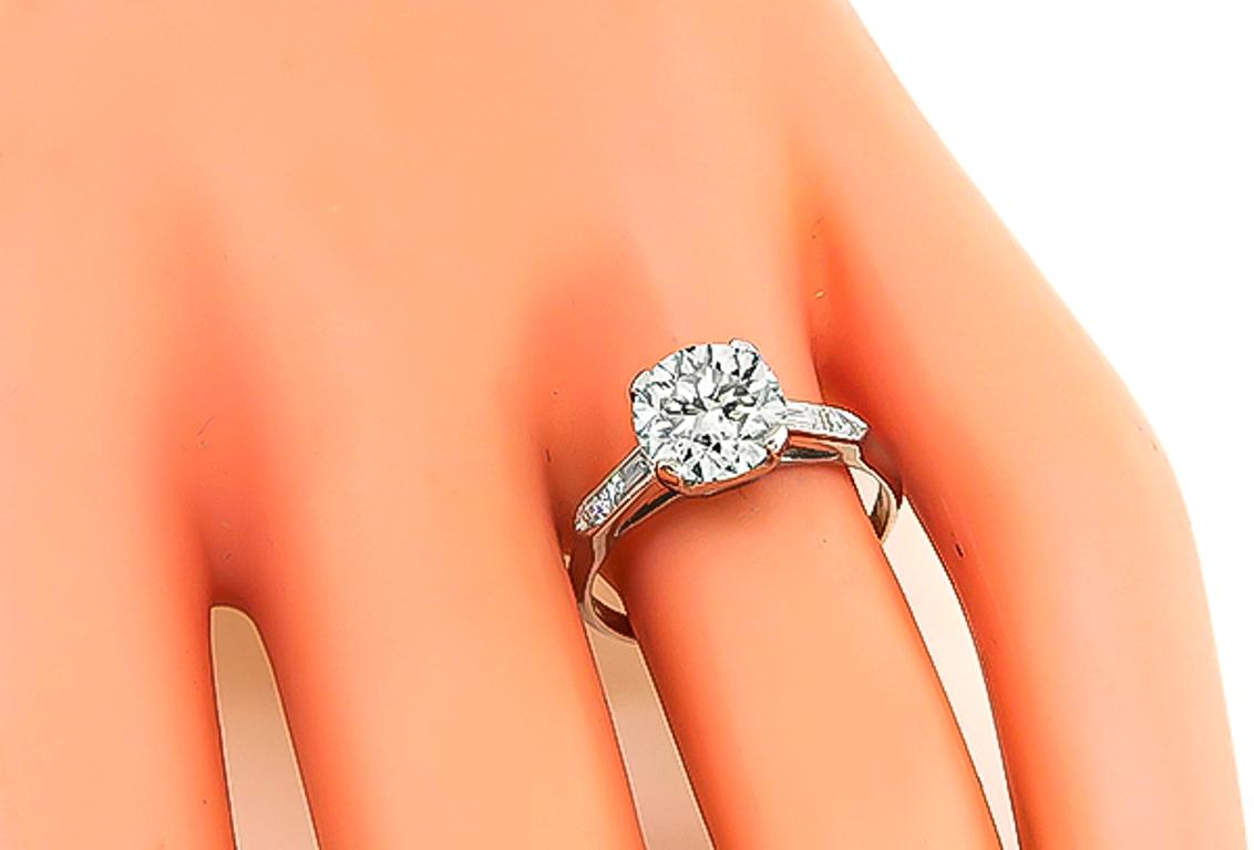 Round Cut GIA Certified 2.03 Carat Diamond Platinum Engagement Ring