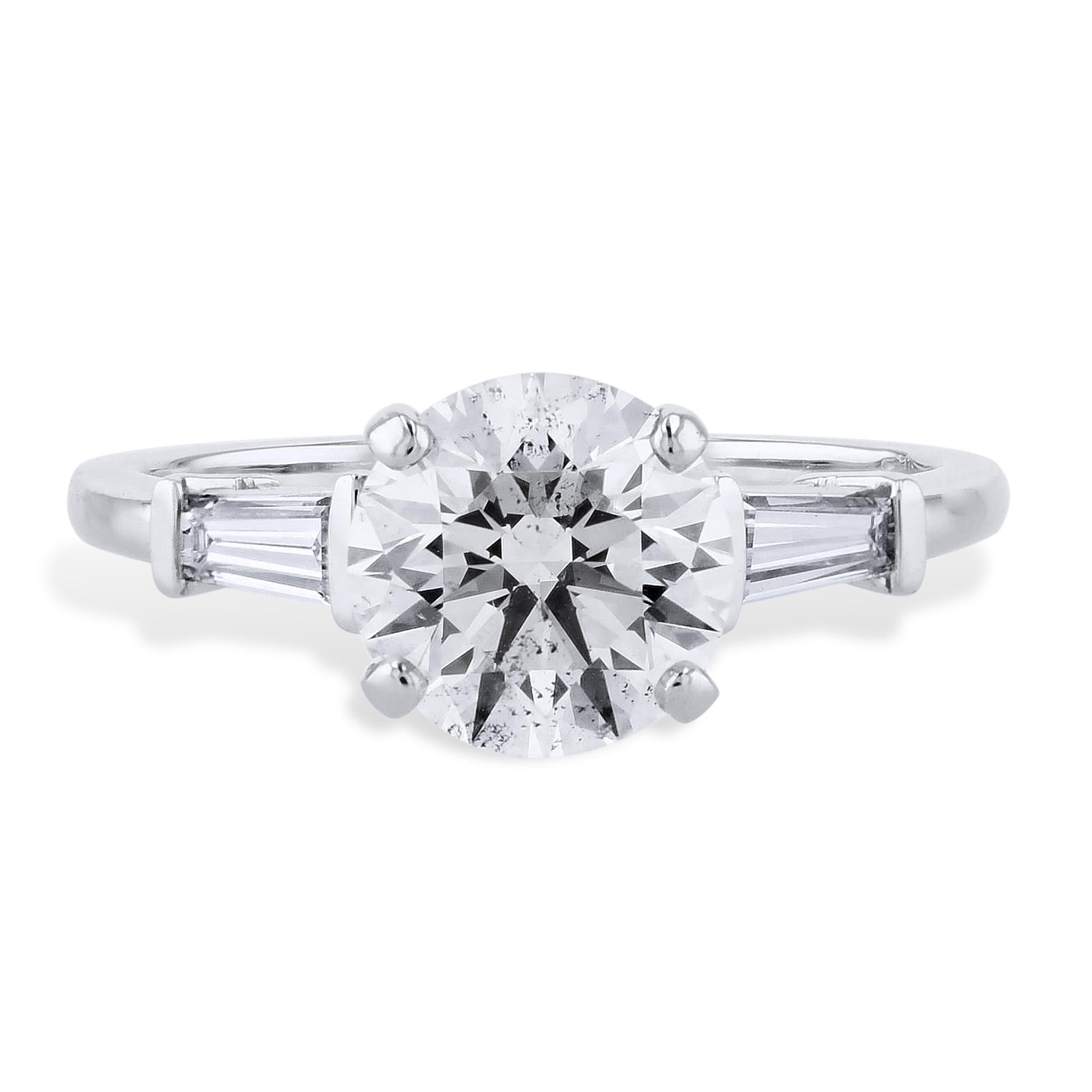 Brilliant Cut GIA Certified 2.03 Carat Handmade Solitaire Diamond Platinum Engagement Ring For Sale