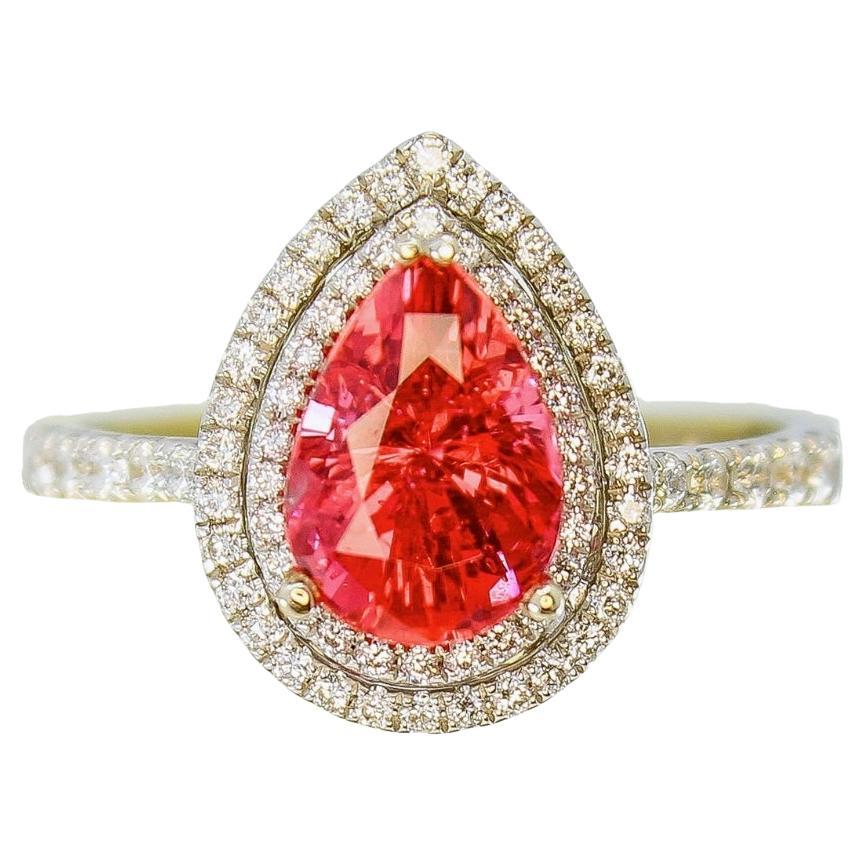 GIA Certified 2.03 Carat Mahenge Red Spinel Ring