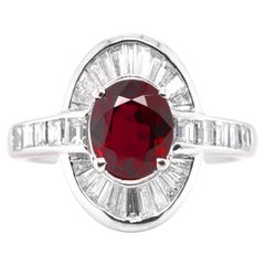Vintage GIA Certified 2.03 Carat Natural Crimson Red Ruby 
Diamond Ring set in Platinum