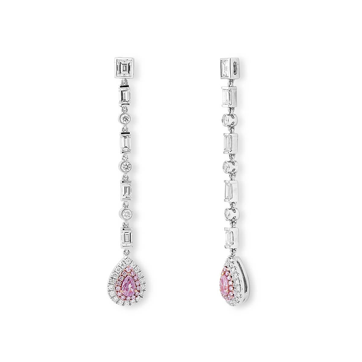 Women's or Men's GIA Certified 2.03 Carat Natural Pink White Diamond White Gold Earrings For Sale