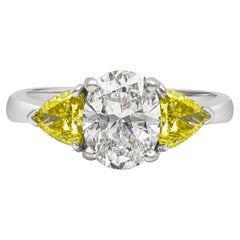 GIA Certified 2.03 Carat Oval Cut Diamond Three-Stone Engagement Ring