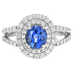 Anillo de zafiro y diamante sin calentar de 2.03 quilates certificado por el GIA y fabricado en platino