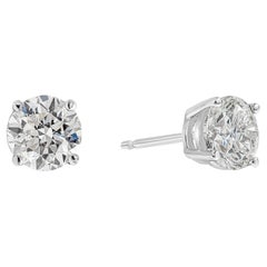 Pendientes de diamantes de talla brillante redonda, 2,03 quilates totales, certificados por el GIA