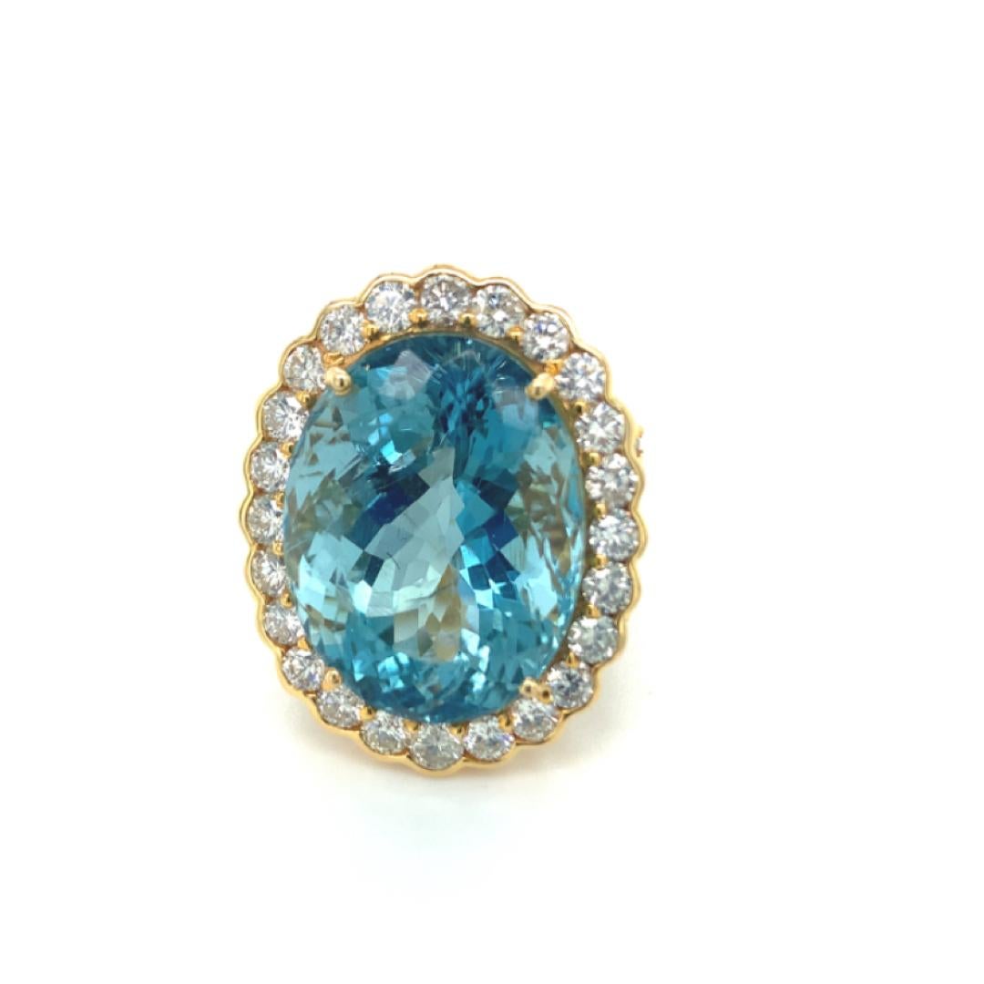 GIA Certified 20.30 Carat Aquamarine Diamond Ring In New Condition For Sale In New York, NY