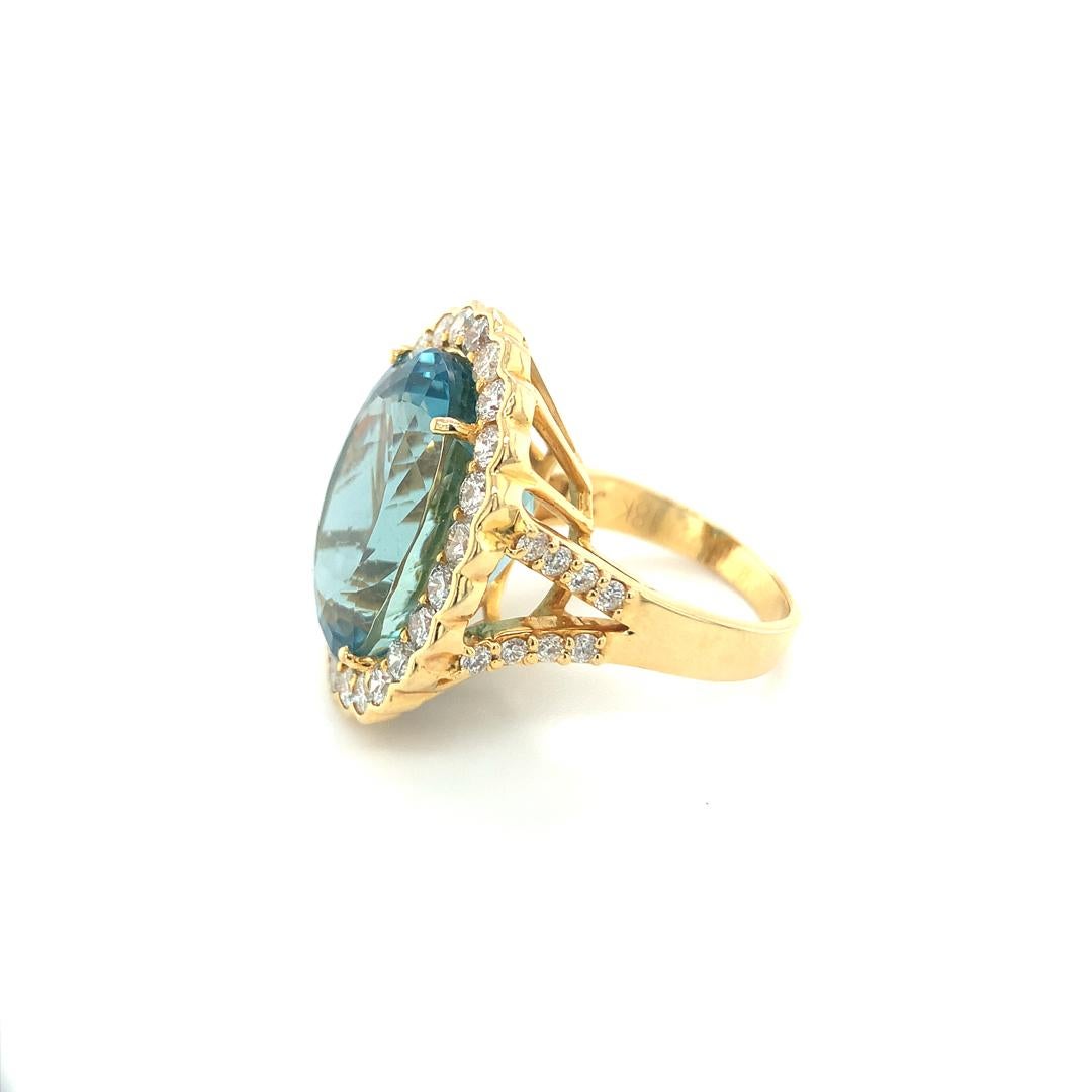 Women's GIA Certified 20.30 Carat Aquamarine Diamond Ring For Sale