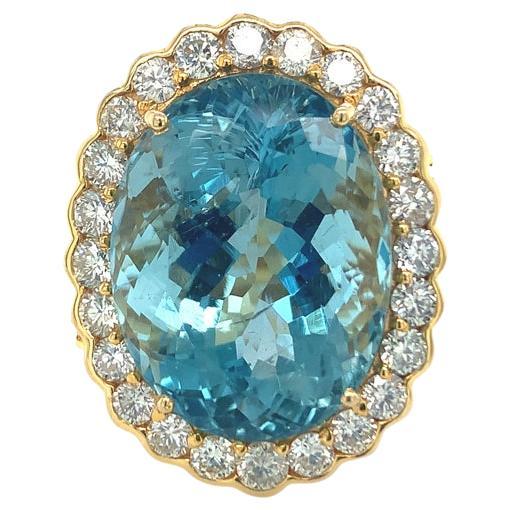 GIA Certified 20.30 Carat Aquamarine Diamond Ring For Sale