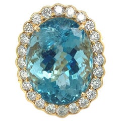 GIA Certified 20.30 Carat Aquamarine Diamond Ring