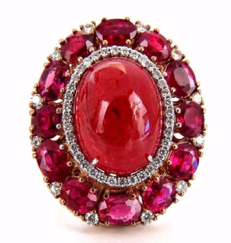 Cóctel de Rodonita.

Certificado GIA 13,52 ct. Anillo de Rodonita

16,39 x 12,11 x 6,85 mm

Talla cabujón

Translúcido / Naranja vivo Rojo

Informe: 2173253460



Rubíes Ovalados naturales de 6,08ct

Brillantes Ovalados de Corte Completo

Rojos