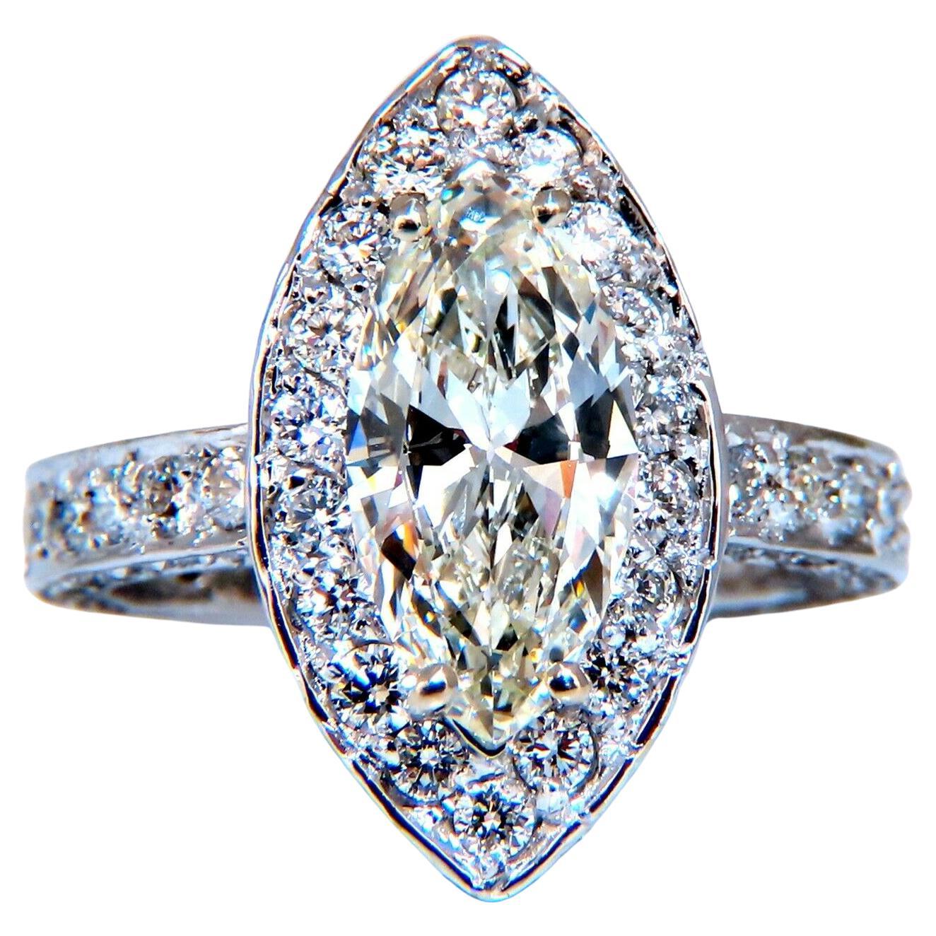 GIA zertifiziert 2,03ct natürlichen Marquise Diamant Cluster Halo Ring 14kt* im Angebot