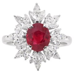 GIA Certified 2.04 Carat Burmese Ruby and Diamond Ring sSet in Platinum