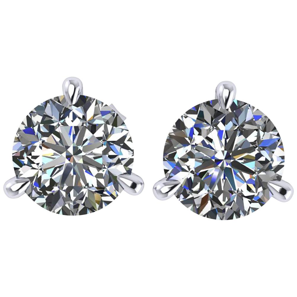 GIA Certified 2.03 Carat H Color VS1 clarity Platinum Martini Studs For Sale