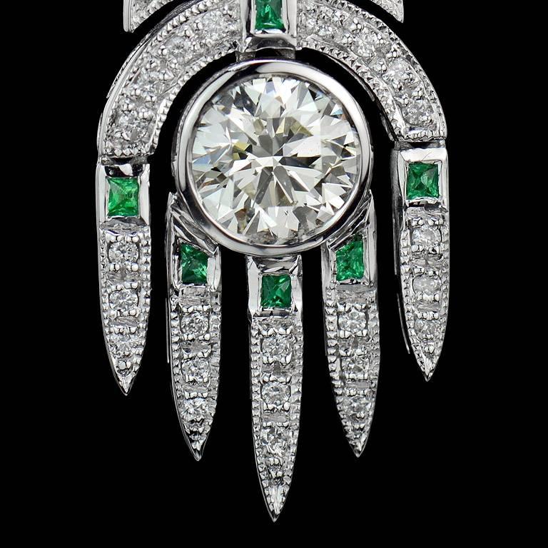 GIA Certified 2.04 Carat Diamond Emerald Chandelier Style Earrings 1