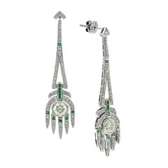 GIA Certified 2.04 Carat Diamond Emerald Chandelier Style Earrings