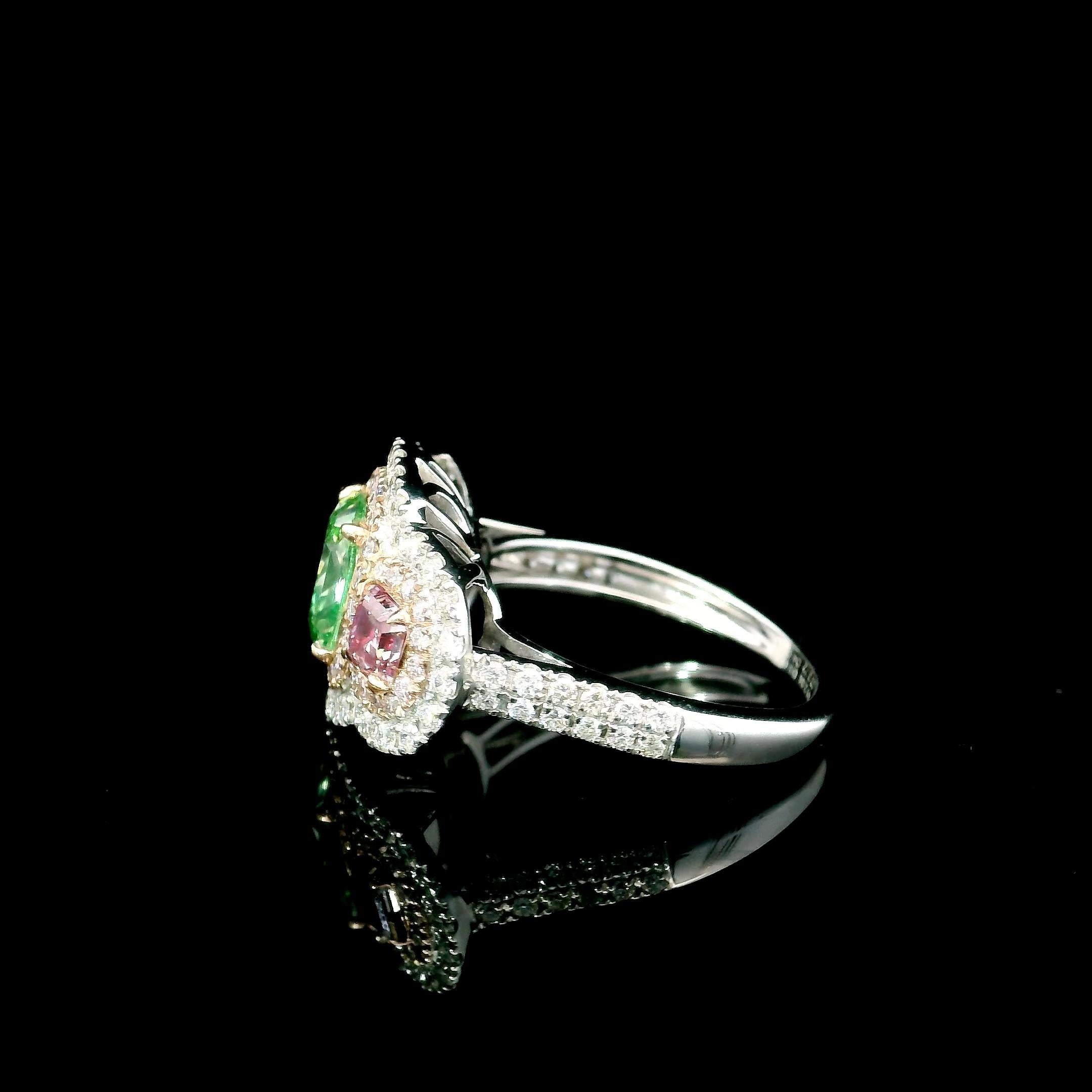 GIA Certified 2.04 Carat Fancy Light Greenish Yellow VS1 Clarity Diamond Ring 1