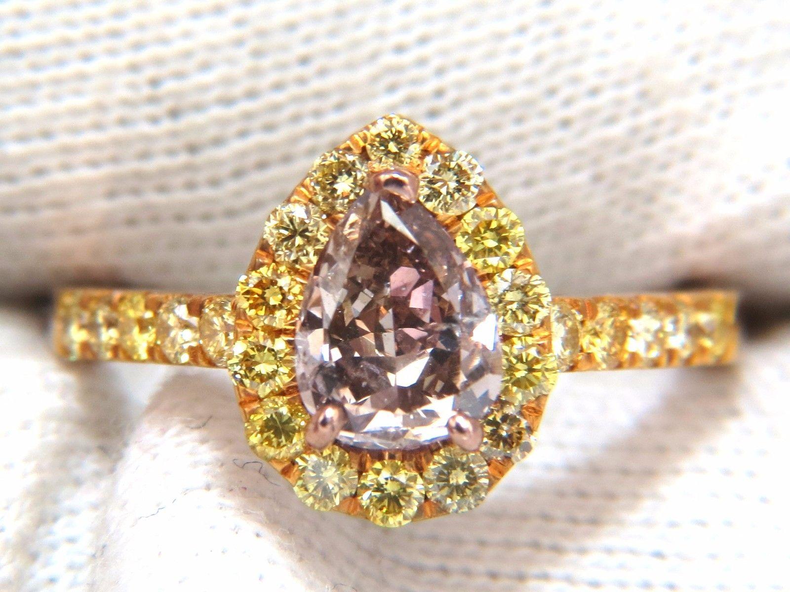 GIA Certified 2.04 Carat Fancy Pink Diamond Ring 18 Karat For Sale 2