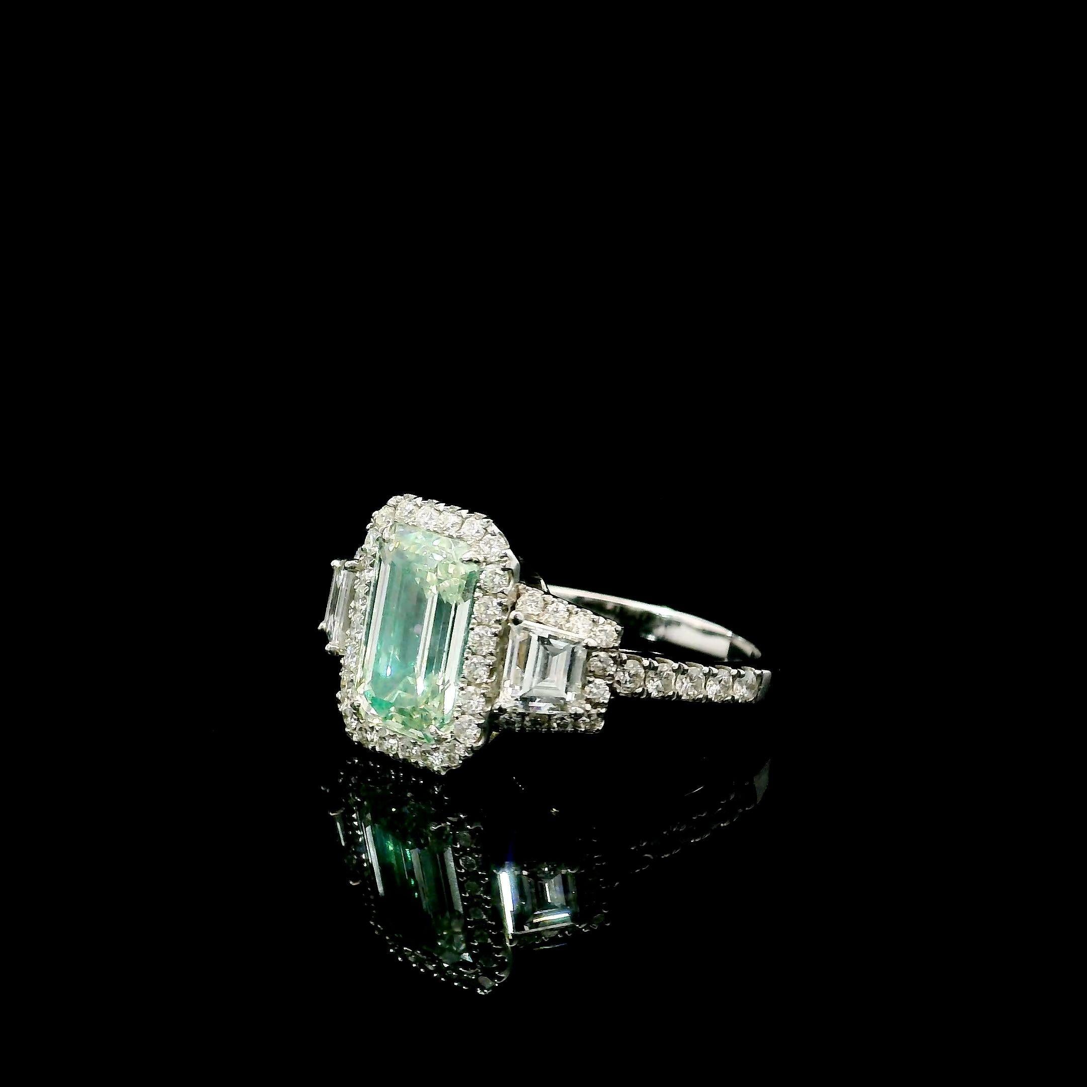 GIA Certified 2.04 Carat Light Green Yellow I1 Clarity Diamond Ring In New Condition For Sale In บางรัก, TH