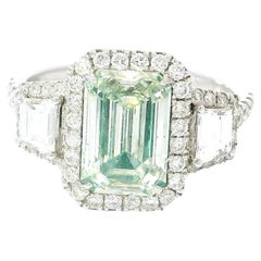 GIA Certified 2.04 Carat Light Green Yellow I1 Clarity Diamond Ring