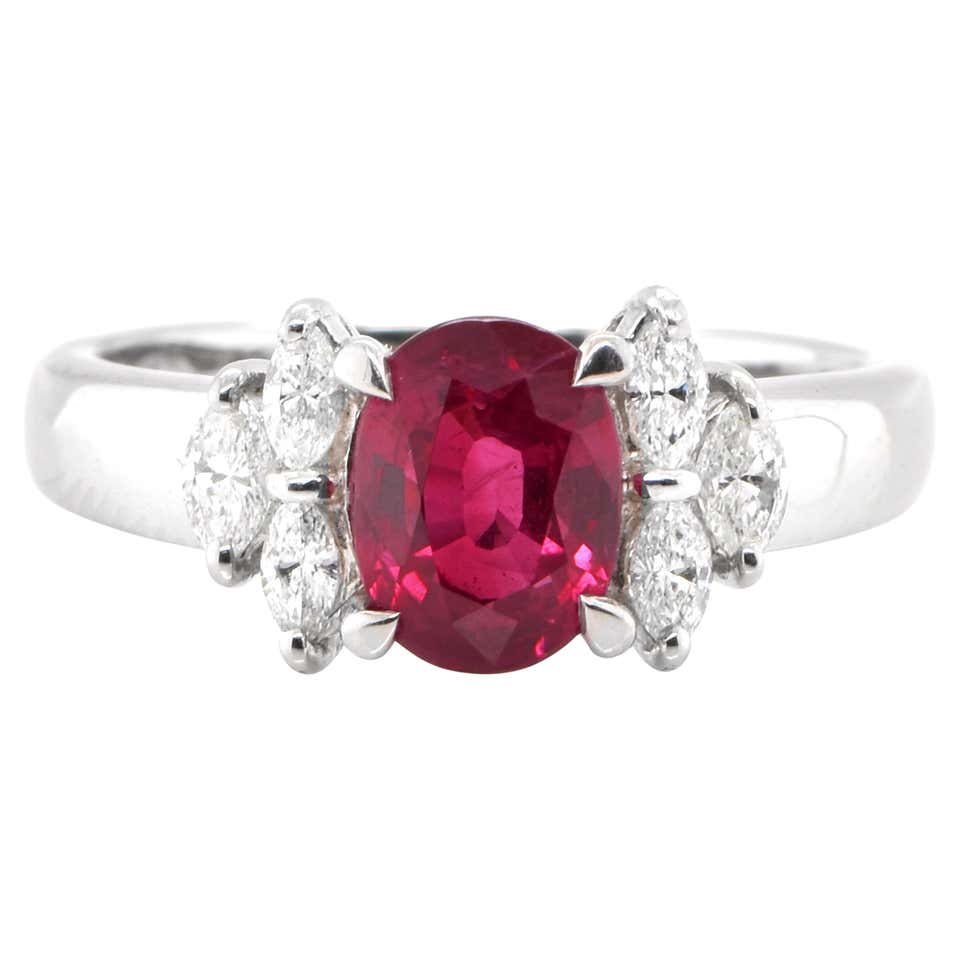4.47 Carat Burma Ruby GIA and Diamond Platinum Ring Estate Fine Jewelry ...