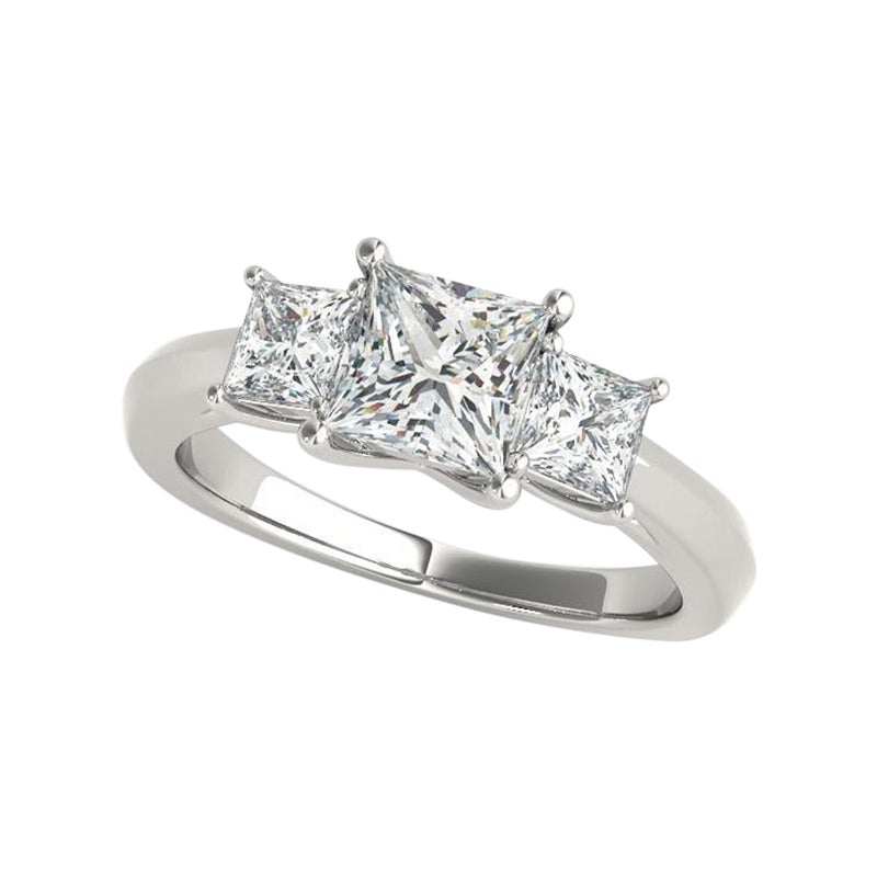 GIA-zertifiziert 2.04 Karat Prinzessinnenschliff Drei-Stein-Klassiker Platin Diamantring