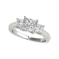 GIA-zertifiziert 2.04 Karat Prinzessinnenschliff Drei-Stein-Klassiker Platin Diamantring