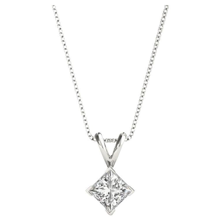 GIA Certified 2.04 Carat Princess Diamond Kite Set Pendant Necklace For Sale