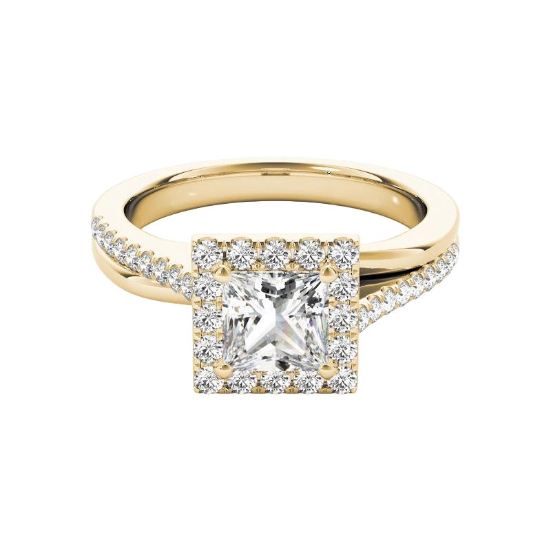 GIA Certified 2,04 Carat Princess Square Halo Modern Diamond Ring