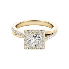 GIA Certified 2,04 Carat Princess Square Halo Modern Diamond Ring