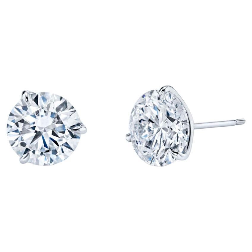 GIA Certified 2.02 Carat Round Cut Diamond Stud Earrings For Sale