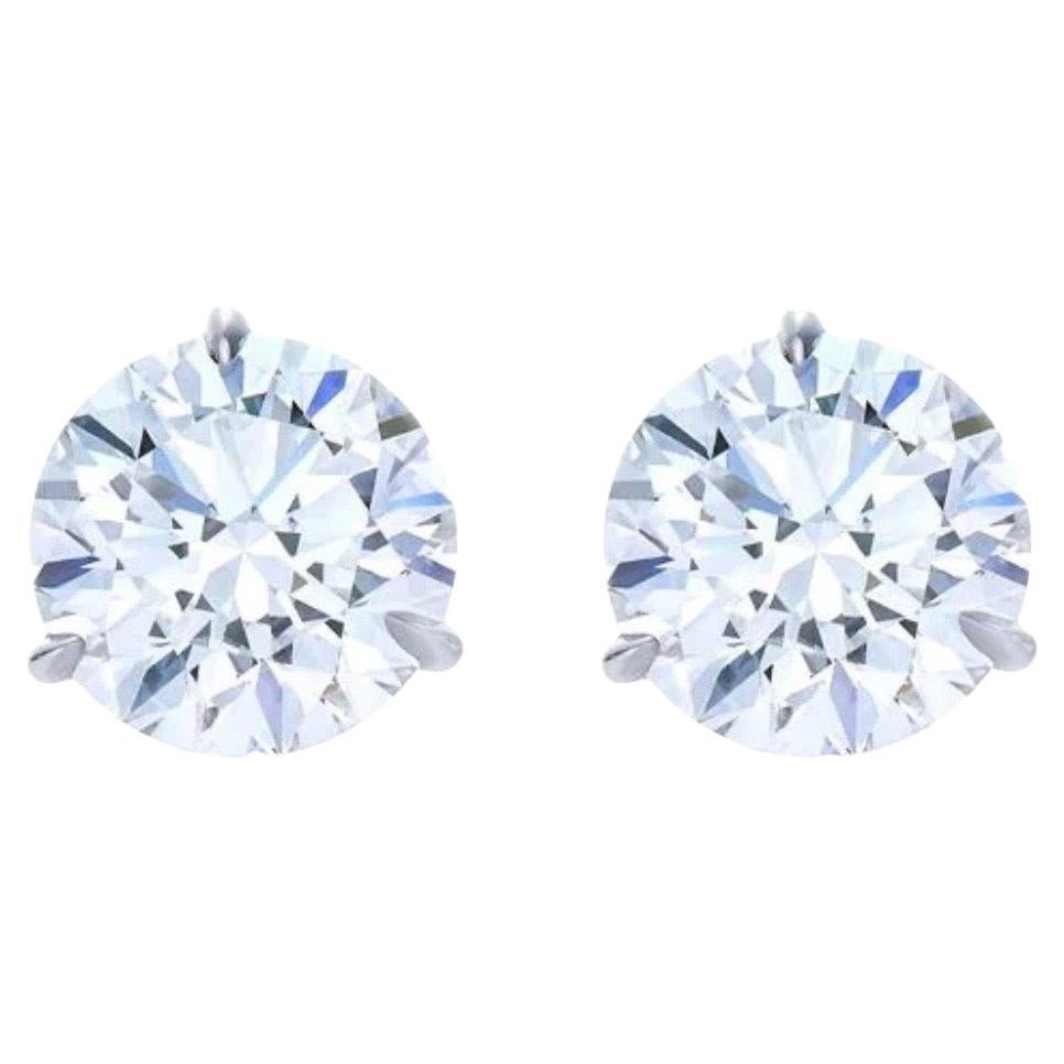 GIA Certified 2.02 Carat Round Cut Diamond Stud Earrings For Sale