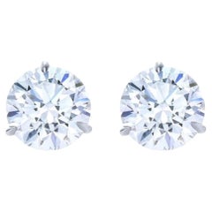 Clous d'oreilles en diamants taille ronde de 2,02 carats certifiés par le GIA