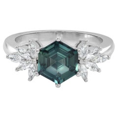 Bague en platine avec diamants certifiés GIA de 2,04 carats de saphir vert