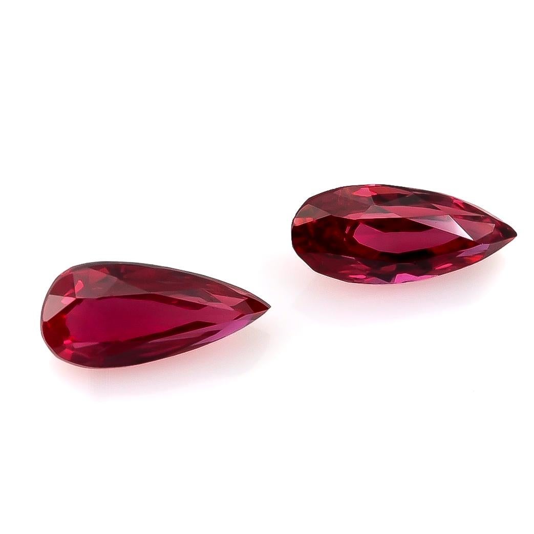 Mixed Cut GIA Certified 2.04 Carats Unheated Ruby Pair For Sale