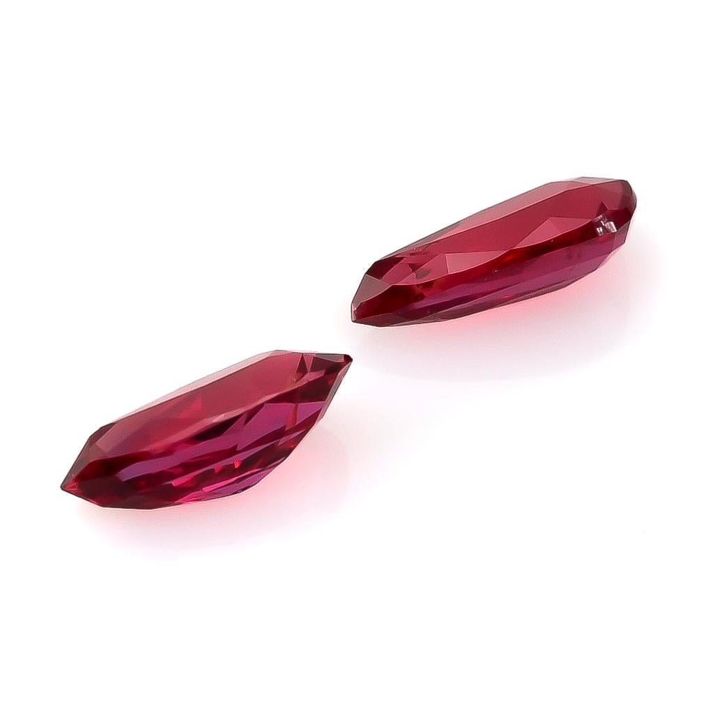 GIA Certified 2.04 Carats Unheated Ruby Pair In New Condition For Sale In Los Angeles, CA