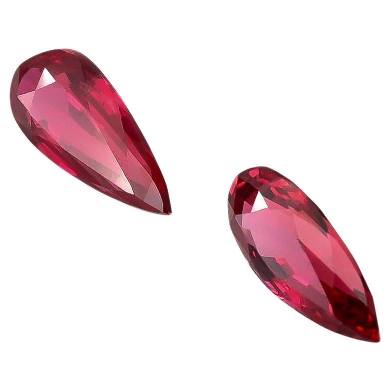 Natural Unheated Red Ruby Pair Gemstones 2.04 carats with GIA Report