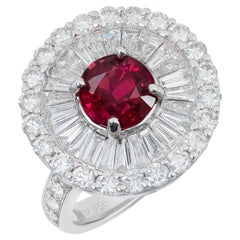 GIA Certified 2.04 cts Unheated Mozambique Ruby 
2.28 cts Diamonds 18K WG Ring