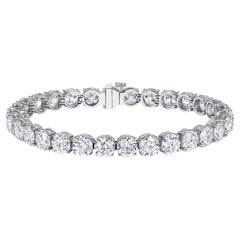 Pulsera de tenis de diamantes brillantes redondos con certificado GIA de 20,41 quilates en oro blanco de 14 quilates