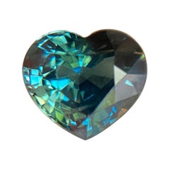 GIA Certified 2.04ct Untreated Green Blue Sapphire Heart Cut Loose Rare Gemstone