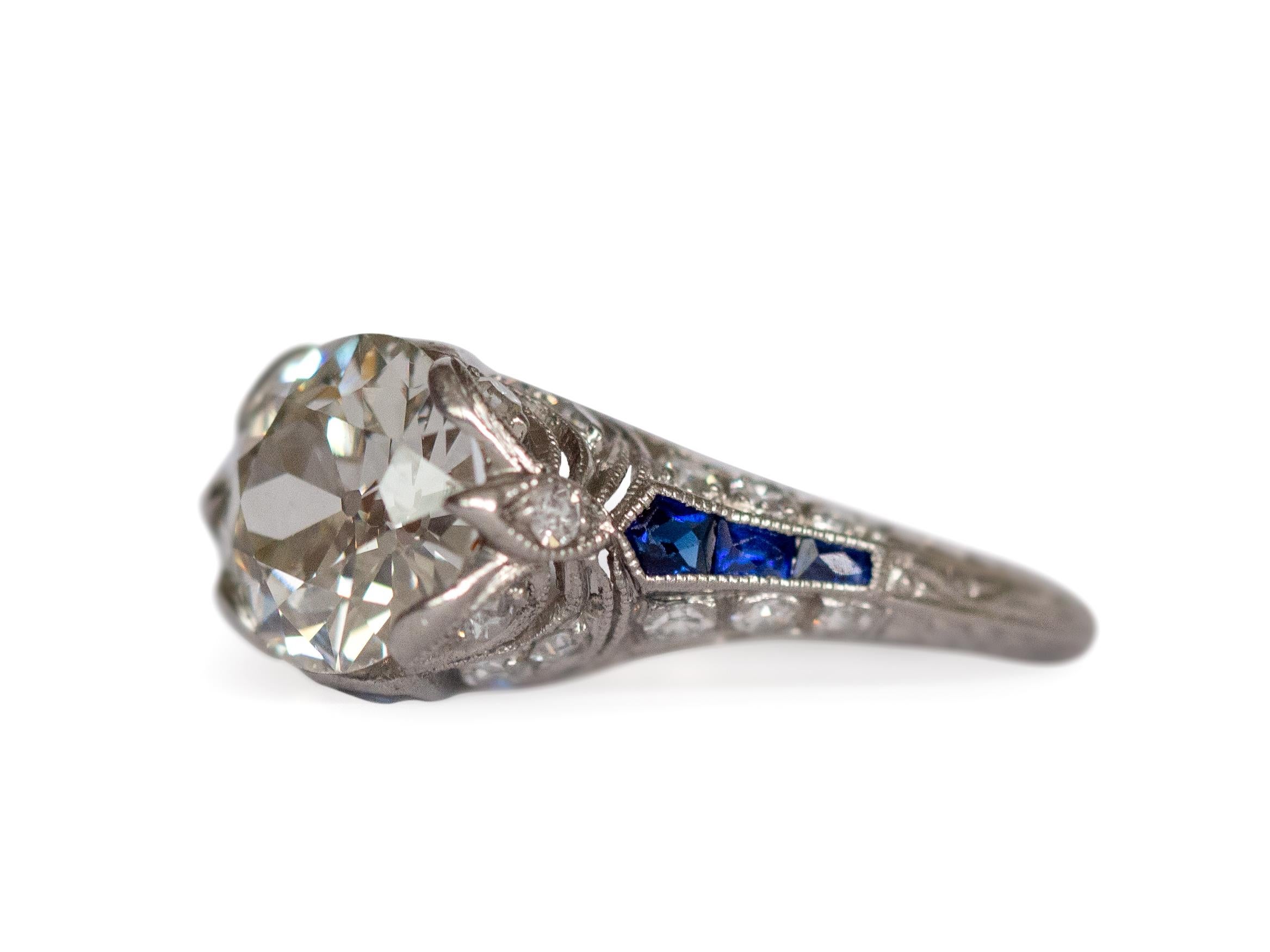 Art Deco GIA Certified 2.05 Carat Diamond Platinum Engagement Ring