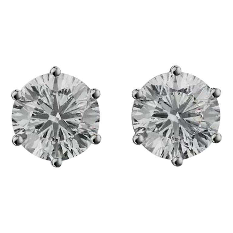 GIA Certified 2.05 Carat Diamond Stud Earrings 14 Karat Gold