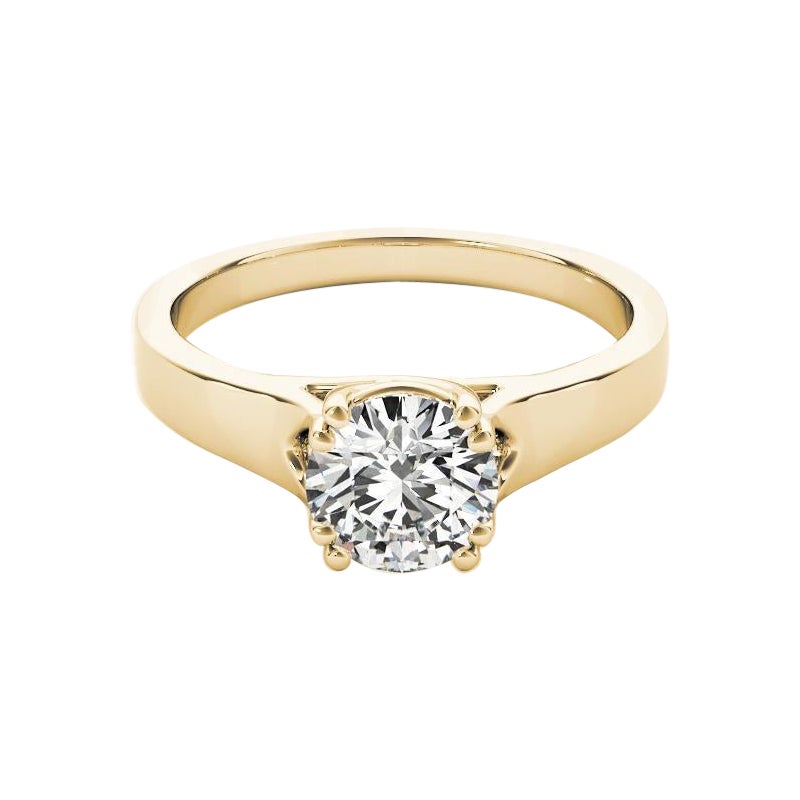 Anello con diamante rotondo a quattro punte in oro giallo 18 carati certificato GIA da 2,05 carati