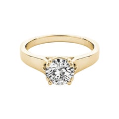 Anello con diamante rotondo a quattro punte in oro giallo 18 carati certificato GIA da 2,05 carati