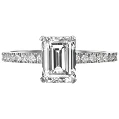 GIA Certified 2.05 Carat Emerald Cut Diamond Engagement Ring