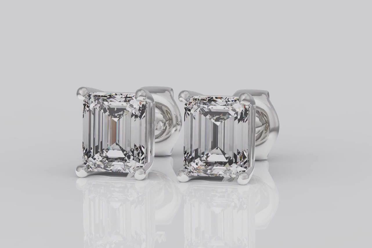 Handcrafted GIA Certified Diamond Stud Earrings featuring 2.05 Carat Total Weight Emerald Cut G-H / VS2
Diamonds are set in 14K White Gold 4 prong setting
*** This specific jewel has been already sold. We will be happy to manufacture the same