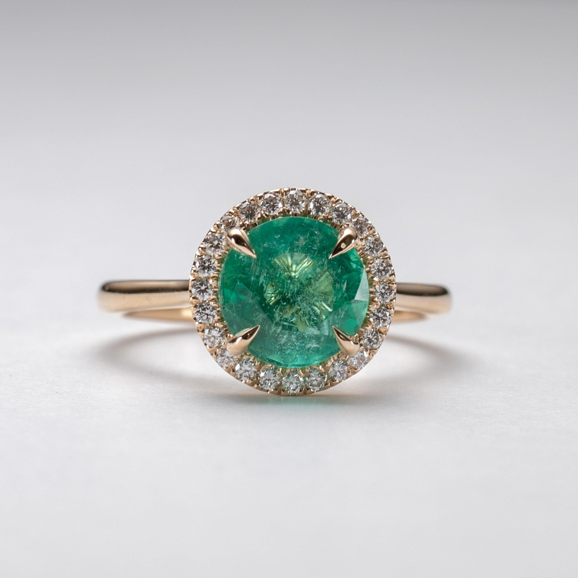 Women's or Men's GIA Certified 2.05 Carat Emerald Diamond Halo Ring For Sale