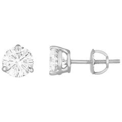 GIA Certified 2.05 Carat G I1/I2 Round Diamond Platinum Stud Earrings